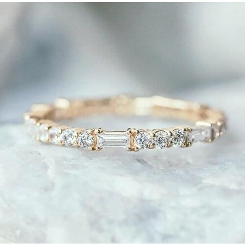 CAOSHI Minimalist Wedding Rings for Women Sliver Color/Gold Color Shiny Tiny CZ Finger Ring Exquisite Engagement Jewelry Gift