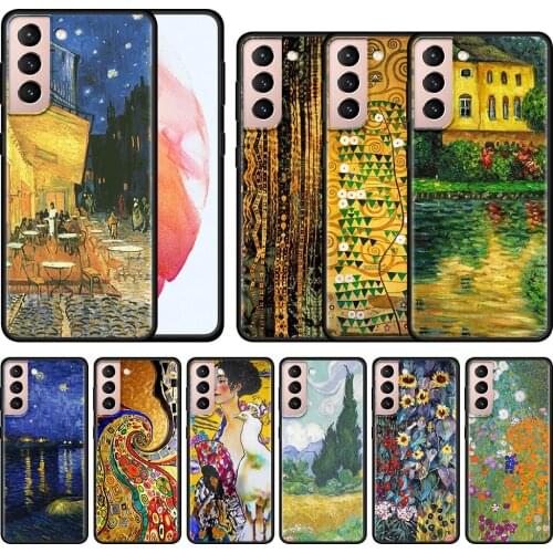 Phone Case For Samsung Galaxy SS20 S21 FE Ultra S10 Lite S9 S8 Plus S10E S7 Edge Black Shell Van Gogh Starry Night Klimt Kiss
