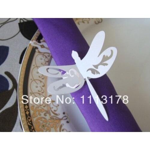 Cheap paper napkin ring Dragonfly napkin holder wedding napkin holders buckles Wedding Party Decorations white
