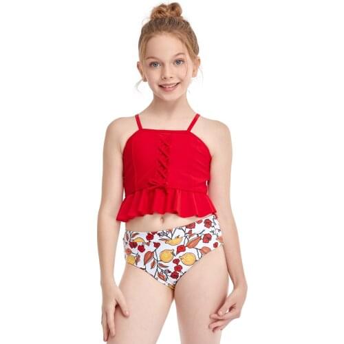 Child Kids Baby Girls Bikini 2021 Two Piece Swimsuit Floral Print Children Swimwear Low Waist Summer Beachwear Swim Suit Biquini