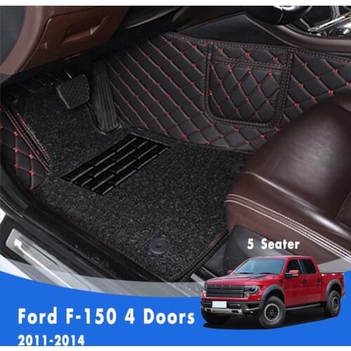 For Ford F-150 F150 (4 Doors) 2014 2013 2012 2011 Luxury Double Layer Wire Loop Car Floor Mat Carpets Auto Accessories Styling