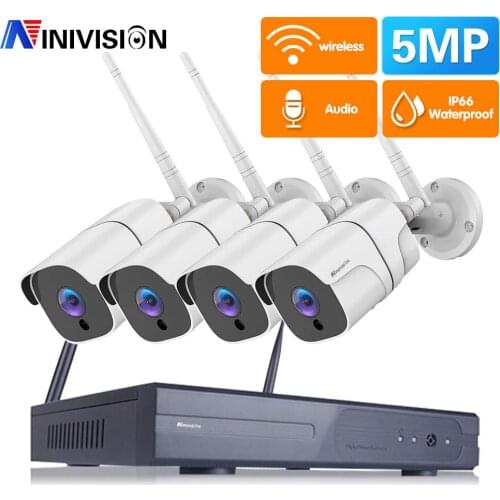 Home 4CH 5MP CCTV Wireless System NVR Kit Outdoor P2P Waterproof Wifi IP Security Camera Set Video Surveillance Kit Night Vision