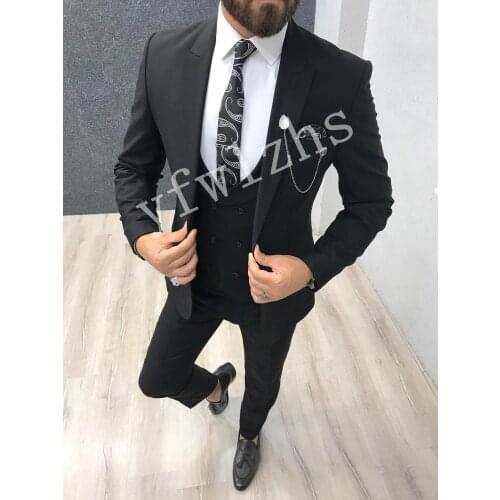 Hot Sale One Button Groomsmen Peak Lapel Groom Tuxedos Men Suits Wedding/Prom Best Man Blazer ( Jacket+Pants+Tie+Vest) 900