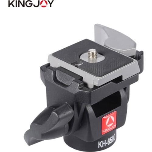 KINGJOY Official KH-6500 Tripod Ball Head Swivel Front-to Back Tilt Aluminum Mini with plate 1/4 3/8 inch Screw For DSLR Camera