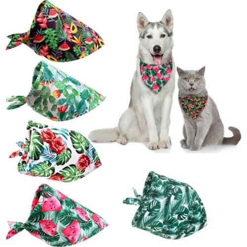 Summer Pet Bandana Dog Collar Adjustable Neckerchief Triangle Bibs Neck Scarf Tropical Fruit Pattern Saliva Towel Pet Products