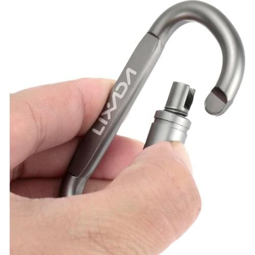 Lixada Aluminum Alloy Carabiner D-ring Key Chain Clip Locking Screw Hanging Snap Hook Buckle Carabine Camping Climbing Equipment