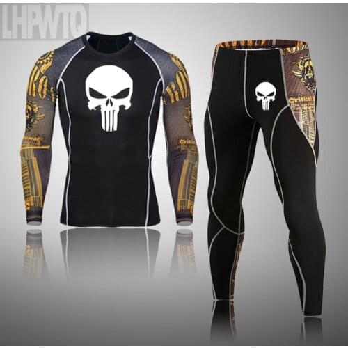 Men Sportswear Clothing Winter Thermal Underwear Long Johns Warm Long Sleeve Tights Gym Fitness Leggings Skin Compression Set