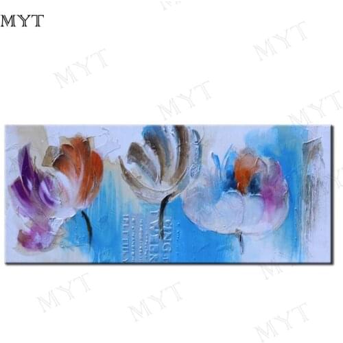 MYT Hand Painted Blue Flower Colorful Oil Painting On Canvas 1 Panel Art Set Home Abstract Wall Decor Picture for Living Room