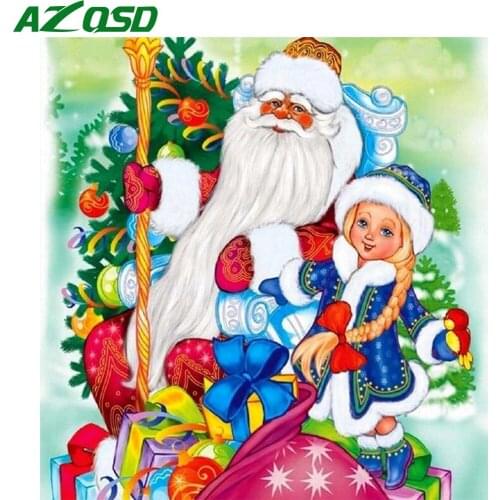 AZQSD Diy Diamond Painting Santa Claus Full Square Drill Mosaic Full Square Drill Needlework Diamond Embroidery Scenic Wall Art