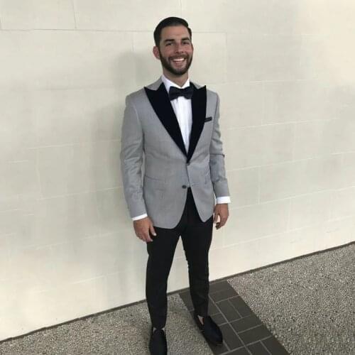 New Arrival Wedding Suits For Men Light Grey Blazer Slim Fit Groom Prom Tailor Made Mens Suit Tuxedos Best Man 2 Pieces Costume