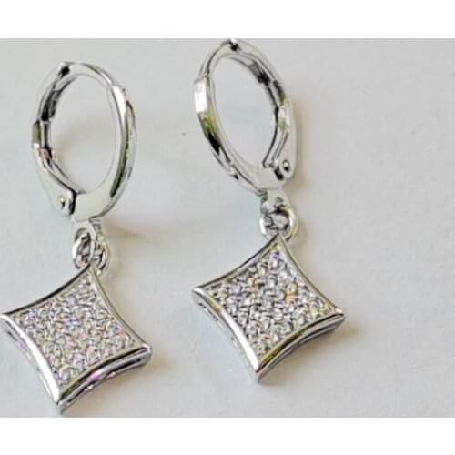 Wholesale Trendy Square Shape Drop Earrings Delicate Small Zircon Engagement Wedding Jewelry Elegant Female Dangle Earing Gift