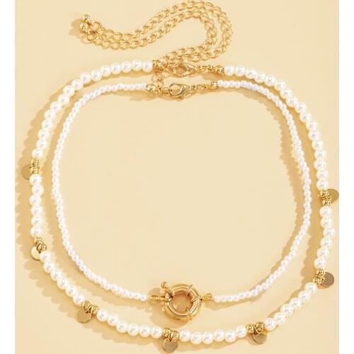 2PCS/SET New Fashion Baroque Pearl Chain Necklace Women Bridal Collar Wedding Elegant Elegant Choker Necklaces Jewelry Gift