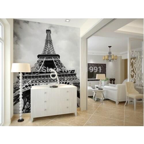 Paris Tower in Paris in black and white wallpaper custom scenery for study bedroom living room TV backdrop mural stereoscopic 3D