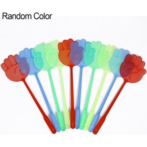 10 Packs Plastic Fly Swatter Long Handle Manual Swatter Fly Flapper Pest Control Tool Color Random