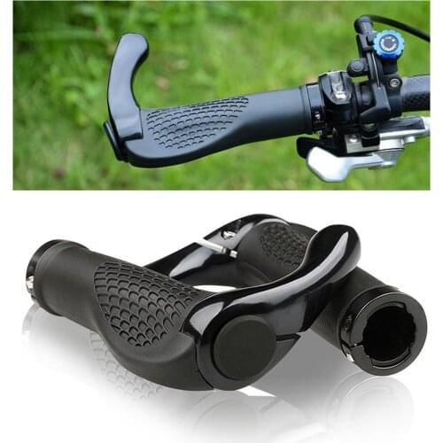 Mountain Bike Handle Bar Grips Double Lock On BMX Bicycle Ends Adjustable Black 1 Pair/set