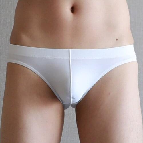 Sexy Mens Underwear U Convex Pouch Ultra-thin Ice Silk Mens Briefs Low Waist Sexy Bikini Shorts Men