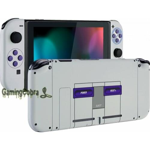 EXtremeRate Classics SNES Style Soft Touch Grip Console Backplate Controller Housing Shell with Full Set Buttons for NS Switch