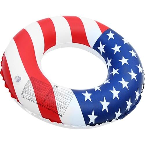 Thicken Inflatable Patriotic Swim Ring Float w/Handles Swim Lounger for Kids