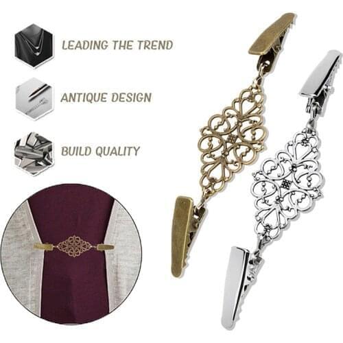 Retro Plating Duckbill Buckle Sweater Blouse Clip Women Clothing Decor Clasp Chain Cardigan Clips Ladies Brooch Pins Fasteners