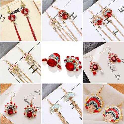 2019 New Chinese style Asymmetrical exquisite Vintage Womens Earrings Personality Long Tassel elegant Fashion Stud Earrings