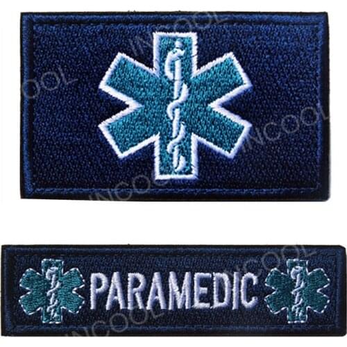 1 SET(2 PCS) Embroidery Patch EMT Medic Paramedic USA Army Patch Hook & Loop Tactical Emblem Appliques Embroidered Badges