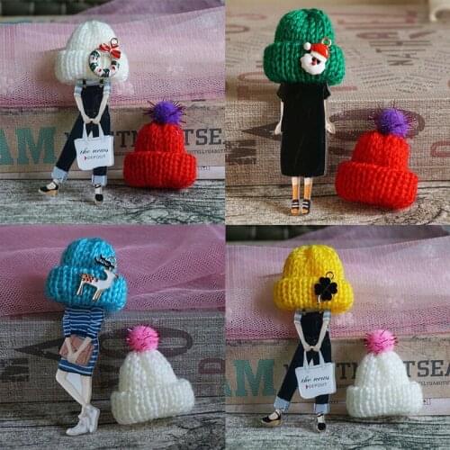 New Arrival Brooches For Women Cute Wool Hat Pin Model Girls Badges Fashion Jewelry 2 Pcs Gift