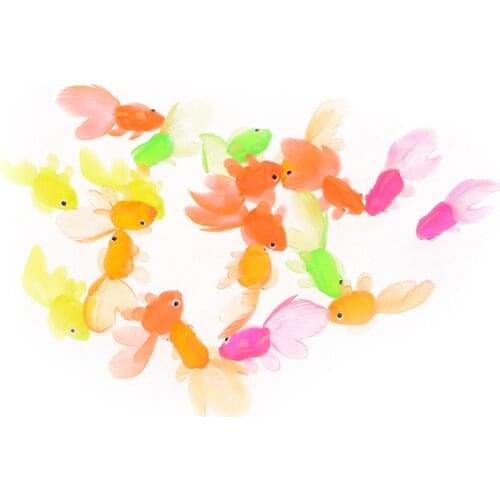20pcs 4cm Kids Toy Plastic Simulation Small Goldfish Soft Rubber Gold Fish Random Color