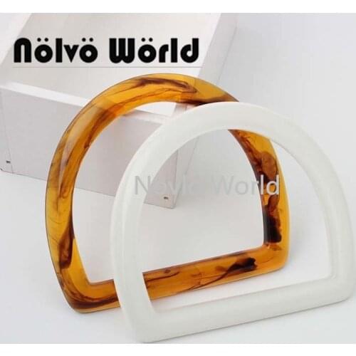 4-10 pieces 12X11cm 2 Colors Resin Handle Fashion Women Acrylic Purse Cochet Bags D-Shaped Handle Accessories