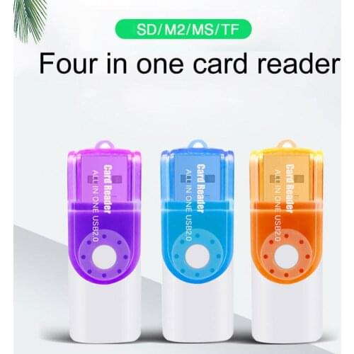 4 in 1 SD/MS/TF/M2 Card Reader Multifunctional High Speed USB 2.0 Transmission Adapter Memory Card Reader for MS Random 1pc