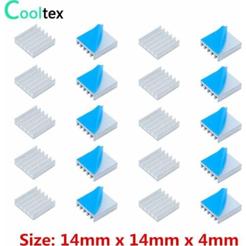 50pcs 14x14x4mm Aluminum Heatsink heat sink for Electronic Chip IC MOS Raspberry pi With Thermal Conductive Tape