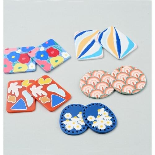 50PCS Flowers Painting Impressionism Jewelry Accessories Earrings Connectors DIY Pendant Jewelry Findings Components Charms