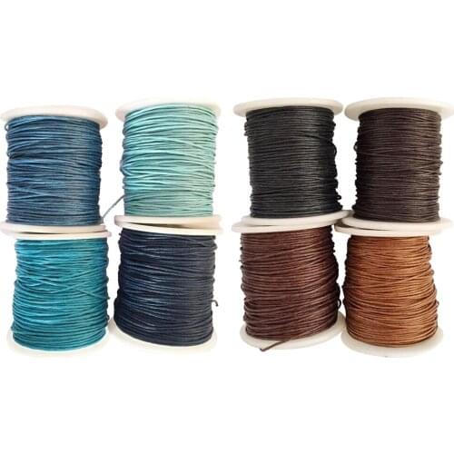 8 Rolls Mixed Colors Waxed Cotton Cord - DIY Jewelry Making Cord Waxed Cotton Necklace Cord 1mm Diameter