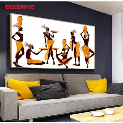 African Women diamond embroidery full square round diamond painting 5d diy mosaic Modern Wall Art Pictures home decor gift