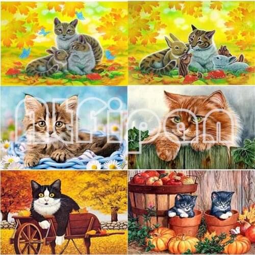 New 5D DIY Diamond Painting Cute Cat Diamond Embroidery Animal Cross Stitch Full Square Round Drill Crafts Home Decor Art Gift