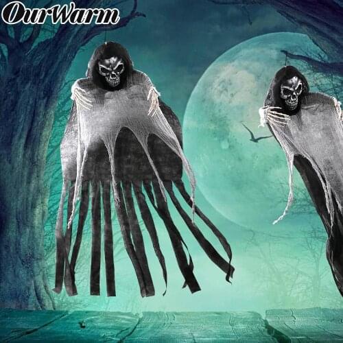 OurWarm 5.5ft Large Hanging Ghost Halloween Decoration Props Haunted House Door Bar Decor Creepy Skeleton Hanging Grim Reaper