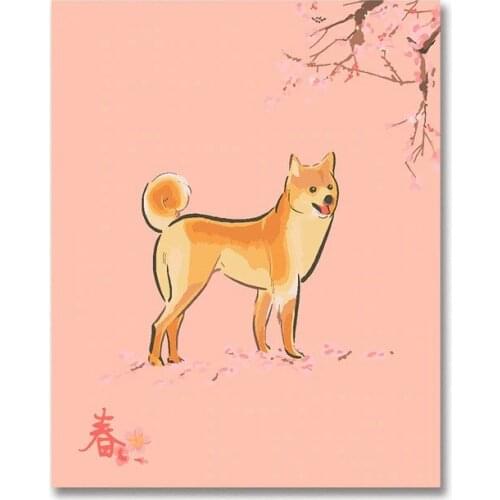 Asian autumn dog Japanese Spring Festival Summer Creation Diy digital oil painting by numbers drawing hand painted picture