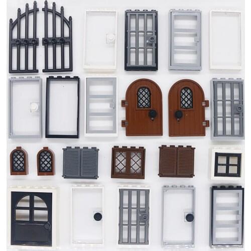 Compatible City House Accessories Building Blocks Door Window Garden Parts City Street Road MOC Brick Toys For Children Military