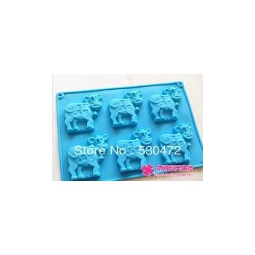 6 hole silicone Chocolate moulds Dairy cow Cake Mold soap mould 27*19.3*1.1CM kitchen tools
