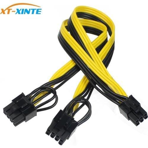 XT-XINTE 6-pin to PCIE Dual 6+2-pin (6-pin/8-pin) Power Splitter Cable GPU Graphics Card 6Pin to 2x8pin Power Supply Cable Cord