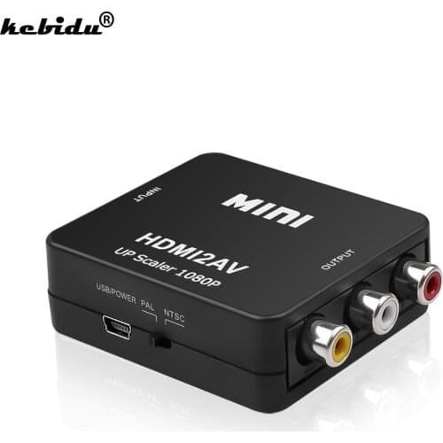 Kebidu HD 1080P Chip 1920*1080 60Hz HDMI2AV HDMI-compatible to RCA AV/CVSB L/R Video Converter Box Support NTSC PAL Output