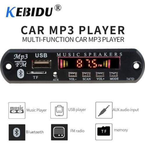 Kebidu Bluetooth 5V 12V MP3 WMA Decoder Board Car Kit MP3 Player Decoder Board FM Radio TF USB 3.5 Mm AUX Audio Receiver