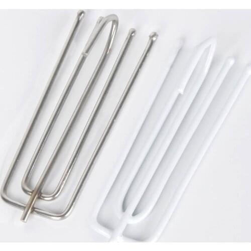 15Pcs Curtain Hooks Curtain Cloth Ring Clamp Tracks Metal Stainless Steel Four Fork Anti-rust Tape Hook Curtain Accessories