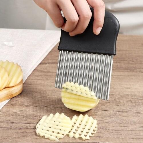 Cutter Potato Fries Potatoes Fries Kitchen Gadget Vegetable Gadgets Stainless Steel Fri Slicer French Fry Wavy Cutters Frying