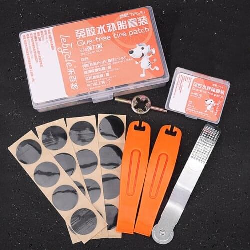 LEBYCLE Mountain Bike Tire Repair Tools Tire Lever Inner Tube Tyre Puncture Patch Kit Bicycle Wheel Glue Free Fixing Repair Set