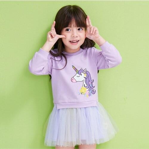 LZH Unicorn Rainbow Mesh Patchwork Dress For Girls Spring Long Sleeve Princess Dress Kids Party Dress Children Clothes 3-7 Years