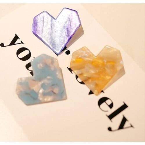 MISANANRYNE New Arylic Heart Hair Clips For Women Girls Acetic Crystal Barrette Stick Shiny Hairpin Hair Styling Accessories