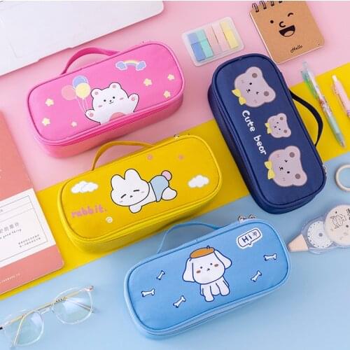 Multi Functional Double Layer Pencil Case Portable Large Capacity Student Storage Stationery Bag Student School Supplies