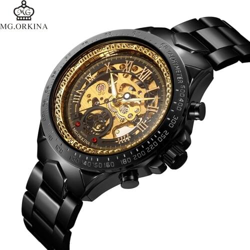Men watch MG.orkina watch men skeleton stainless steel mechanical automatic watch top watch luxury watch men watch automatic