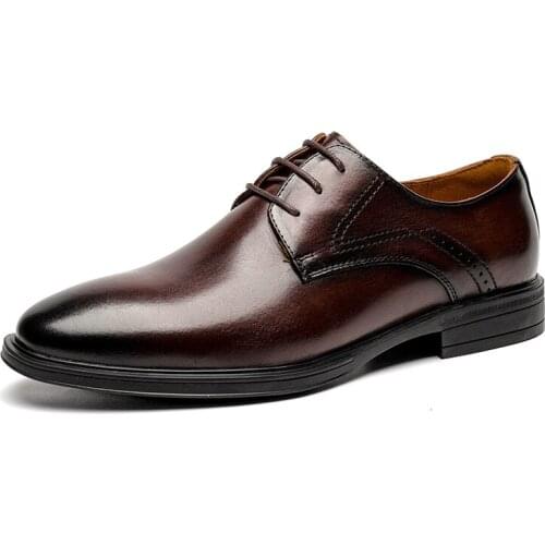 Ligustel Genuine Leather Oxford Shoes Men Dress Solid Handmade Black Shoes for Men Luxury Wedding Brogues Office Lace Up Shoes