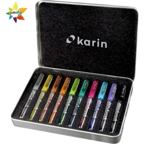 Original Poland KarinMarkers DecoBrush Metallic | 10 colours set Flexible soft pen in block letters Professional Art supplies